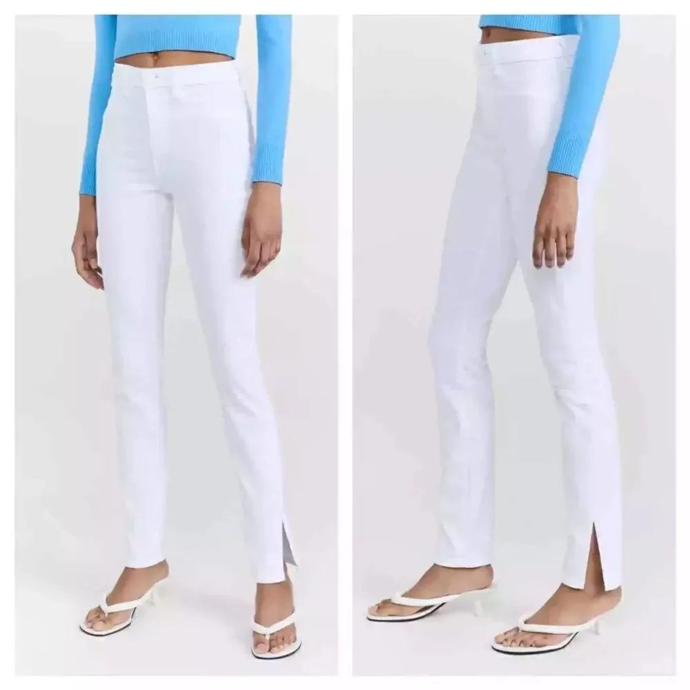 L'AGENCE Josie High Rise Skinny Jeans Split Hem White Blanc Size 30 NWT $255